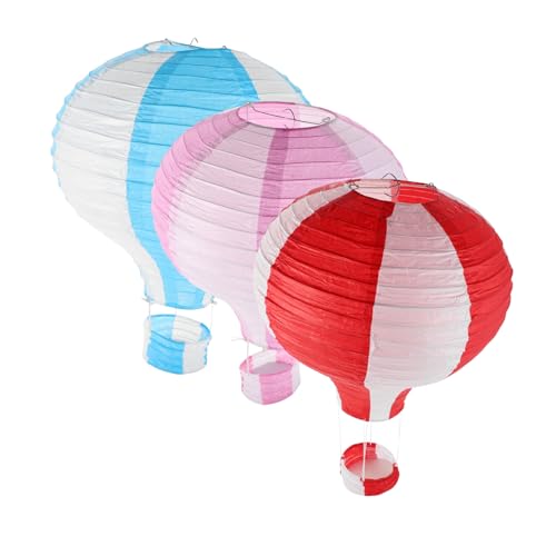 OSALADI 3 Stück Bunte Heißluftballonlaternen Bunte Laternen Japanische Partydekoration Engagement Party Dekorationen Deckendekoration Deckenhängedekoration Hochzeitsfeierdekoration Papier von OSALADI