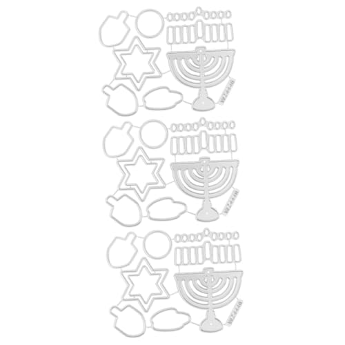 OSALADI 3 Stück Chanukka-Schneideschablonen Wort von Schneidwerkzeug Und Die Das party DIY stanzformen DIY Bastelschablone Stahl mit hohem Kohlenstoffgehalt Silver von OSALADI