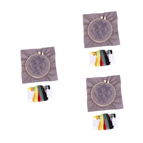 OSALADI 3 Stück Handgemachtes Stickerei Diy Materialpaket für Prächtigen Kranz für Heimdekoration mit Bedrucktem und Drei Dimensionalen Blumen für von OSALADI