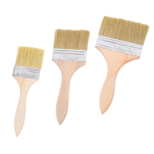OSALADI 3 Stück Holzgriff Pinsel Pinsel Bürste Mit Holzgriff Lackierwerkzeug Für Kanten Beizbürsten Für Holz Malwerkzeug Kantenpinsel Holzbürste Ölpinsel Für Den Haushalt Ölmalerei Hölzern von OSALADI