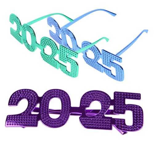 OSALADI 3 Stück Partybrillen Teiliges Kunststoff Eyewear Props Grün Lila Blau Lustige Fotorequisiten für Neujahrsfeier Dekoration Jung und Cool von OSALADI