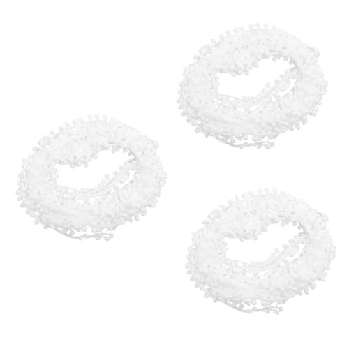 OSALADI 3 Stück Pompom-Spitze Zubehör Stickerei Material für Fell Poms Pompons Zierverzierung Fransen nähen DIY Nähhandwerk Ballfransenbesätze Kleidungsband Polyester Weiß von OSALADI