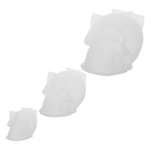 OSALADI 3 Stück Schädelform Mini-totenkopf-silikonform Skelettkerzenformen 3d-gussformen Totenkopf-kerzenformen Skelett-party-dekor Halloween Wohnkultur Gießformen Für Seife Kieselgel Weiß von OSALADI