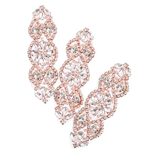OSALADI 3 Stück Strass Applikationen für Hochzeitskleider und Diy Bastelprojekte Multifunktionale Selbstklebende Flicken Roségold für Kleidung und Accessoires von OSALADI