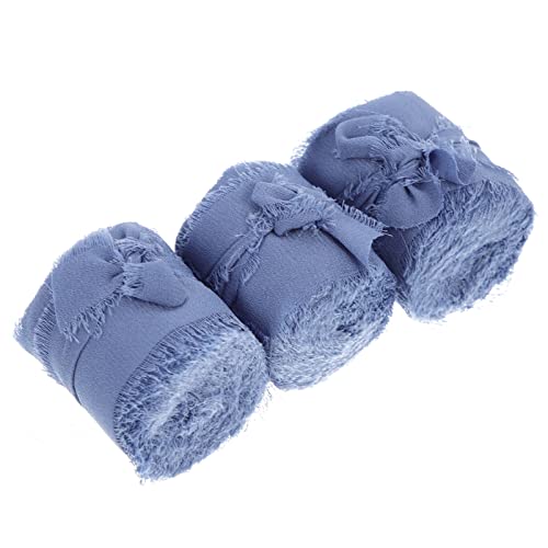 OSALADI 3 Stück Teiliges Chiffon Fransenband Dunstblau Dekoratives Geschenkband für Hochzeiten Diy Projekte Blumenschmuck Yards pro Rolle OSALADI 3 Stück Teiliges Chiffon Fransenband Dunstblau Dekoratives Geschenkband für Hochzeiten Diy Projekte Blumenschmuck Yards pro Rolle von OSALADI