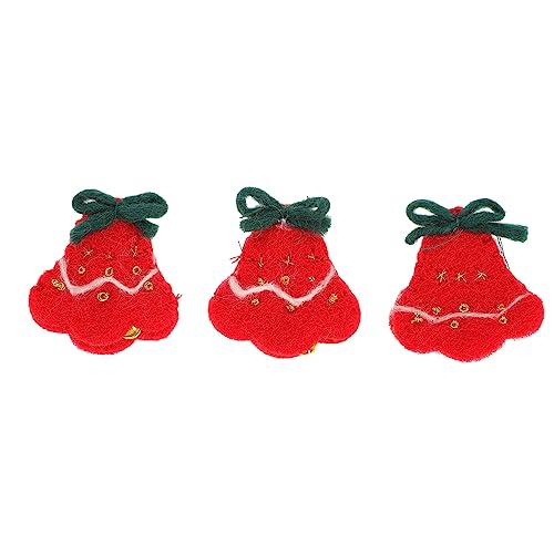 OSALADI 3 Stück Teiliges Weihnachtsglocken Stoffapplikationen aus Filz Dunkelrote DIY Bügelbilder für Weihnachtsbaumdeko Festliche Schleifen Patches für Kleidung und Haaraccessoires von OSALADI