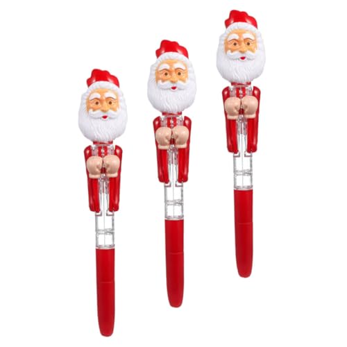 OSALADI 3 Stück Weihnachts-led-kugelschreiber mit Ausziehbarer Spitze Leuchtender Weihnachtsmann-Kugelschreiber Kreative Schreibstifte für Partygeschenke und Schulbedarf von OSALADI