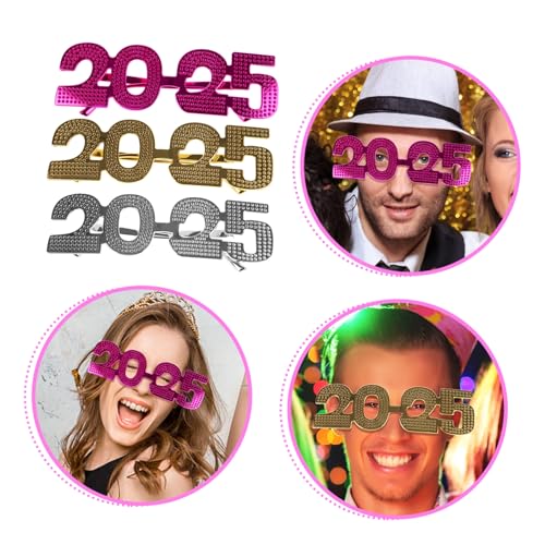 OSALADI 3 Stück Year Party Eyewear Teiliges Lustige Zahlenbrillen Silber Gold für Silvester Feier Partybrillen Partyzubehör von OSALADI