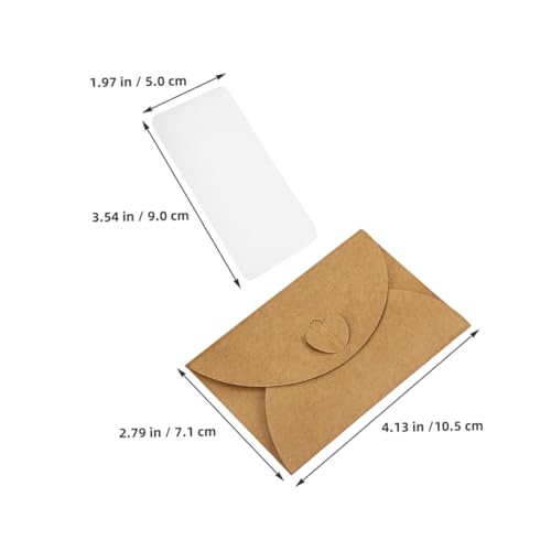 OSALADI 30 Sätze Vintage Kraftpapier Mini Umschläge mit Herzverschluss Kleine Kartenumschläge für Hochzeit Geburtstag Einladung DIY Stabile Kreditkartengröße Briefumschläge von OSALADI