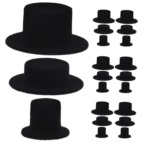 OSALADI 30 Stück Clownhut Puppe Frosty Stroh Mini Puppenhut Kleines Basteln Schneemann Weihnachten Kleine Winzige Hüte Dekoration Winziger Zylinder Puppenzubehör Schwarz Beflockung von OSALADI