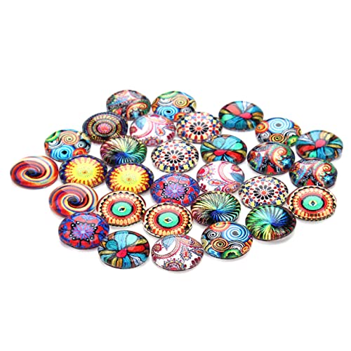 OSALADI 30 Stück Glasfleck Kit zur Schmuckherstellung Edelsteine ​​Kunsthandwerk Schmuckmaterial Bausatz Kuppel zur Schmuckherstellung flaches Glas Glasschmuck zum Basteln von OSALADI