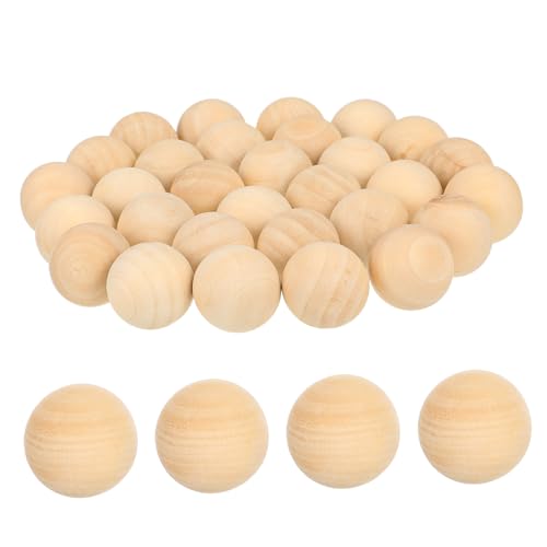 OSALADI 30 Stück Große Runde Lotus holzkugeln ohne Loch Massive DIY Bastelperlen für Natürliche Holzperlen mit Glatter Oberfläche zum Bemalen und Schnitzen Schmuckherstellung Zubehör von OSALADI