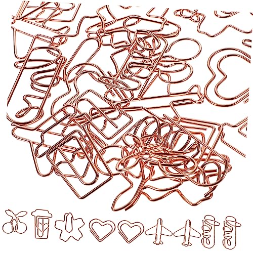 OSALADI 30 Stück Kreative Büroklammern aus Metall Flexible und Dekorative Clips für Dokumente Lesezeichen und DIY Projekte Roségold für Schule und Büro von OSALADI