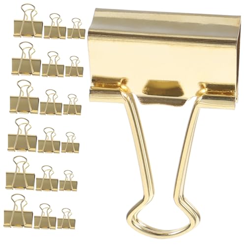OSALADI 30 Stück Metall Binder Clips Goldene Büroklammern für Dokumente und Ordner Vielseitige Bürobedarf zur Einfachen Organisation von OSALADI