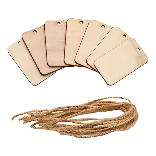 OSALADI 30 Stück Rechteckige Holzscheiben zum Hängen DIY Deko Anhänger für Tür und Partys Jute Schnur für Hochzeiten und Kreative Wohnungsverschönerung von OSALADI