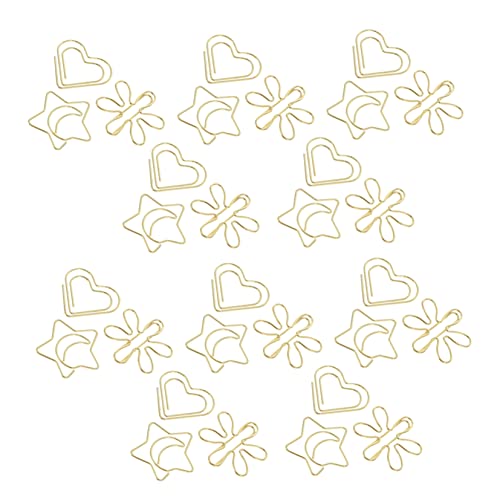OSALADI 30 Stück Teiliges Dekorative Büroklammern aus Metall Gold Kreative Formen Herz Blume Mond für Bürobedarf und Notizen als Schreibtischaccessoires von OSALADI