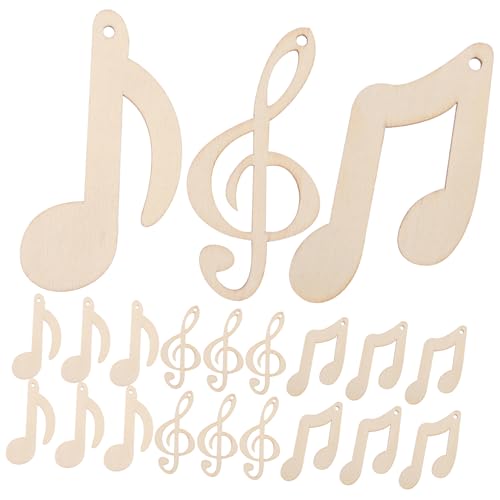 OSALADI 30 Stück Unbearbeitete Holz Musiknoten für Diy Bastelprojekte Holzscheiben für Kreative Dekorationen Scrapbooking und Partys von OSALADI