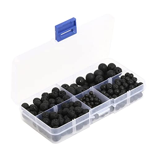 OSALADI 300 Stück Schwarze Vulkanstein Perlen Runde Lose Naturstein Perlen für Diy Schmuckherstellung Einzigartige Spacer für Armbänder und von OSALADI