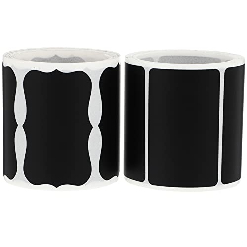 OSALADI 300Stücke Lebensmittelmaterial Etiketten Abziehbar für Küche und Einmachgläser Schwarze PVC Aufkleber Quadratische mit von OSALADI