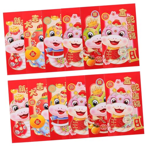 OSALADI 30Stücke Chinesische Neujahrsumschläge Rote Umschläge mit Cartoon Schlangenmotiv Glücksgeldumschläge für Neujahr und Hochzeiten Traditionelle Chinesische Dekoration Jahr von OSALADI