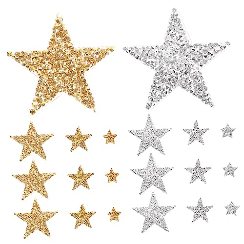 OSALADI 30Stücke Glitzer Patches für Kleidung Stern Patches in Silber Gold Selbstklebend für DIY Reparatur und Dekoration von Shirts Taschen und Mehr von OSALADI