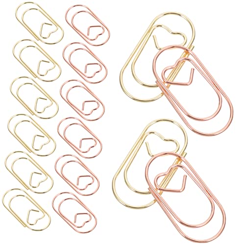 OSALADI 30Stücke Herzförmige Büroklammern Roségold und Dekorative Papierclips für Schule Büro und Planung Vielseitige Klammern für Dokumente und Notizen von OSALADI