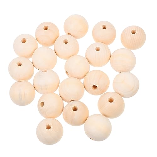 OSALADI 30Stücke Runde Holzperlen für Handwerk DIY Perlen Naturholz Unvollendete Holzperlen für Schmuckherstellung Armbänder Anhänger Bastelideen von OSALADI