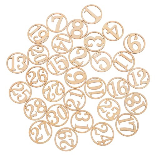 OSALADI 31 Stück Teiliges Holznummern Rundes Unlackiertes Holzornament DIY Bastelverzierung Adventskalender Holzanhänger Lernspielzeug für Festliche Dekoration von OSALADI