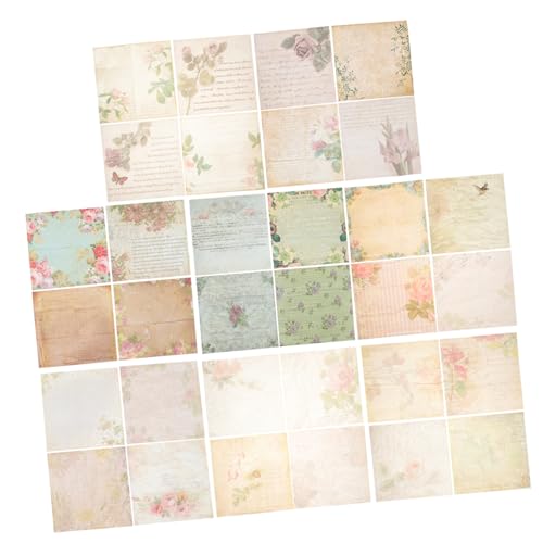 OSALADI 32 Stück Vintage Scrapbooking Papier Dekorative Papiere für Notizbuch Tagebuch Fotoalbum und Diy Bastelprojekte Einzigartige Muster Leicht zu Zerreißen für Bastelliebhaber von OSALADI
