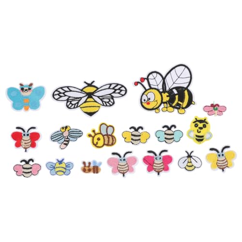 OSALADI 34 Stück Teiliges Bestickte Cartoon Bienen Applikationen zum Aufnähen und Aufbügeln Bunte Textil Patches für Kleidung Taschen Schuhe DIY Bastelprojekte Hautfreundlich und von OSALADI
