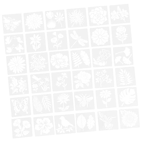 OSALADI 36 Blatt Teiliges Schablonen Set für Wandmalerei Blumenmotive Wiederverwendbar Diy Zeichenvorlagen für Möbel Kreative Wanddekoration von OSALADI
