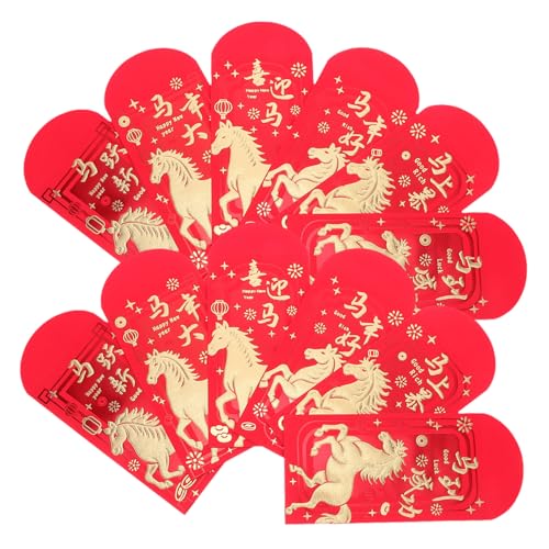 OSALADI 36 Stück Chinesische Neujahrsumschläge mit Pferdemotiv Rote Geldumschläge aus Papier Goldgeprägtes Design Geräumig für Bargeld und Karten Traditionell für Frühlingsfest von OSALADI