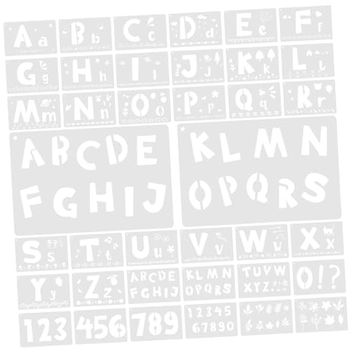 OSALADI 36 Stück Teiliges Alphabet und Zahlen Schablonen Pet Kunststoff Wiederverwendbare Vorlagen für DIY Kunstprojekte für Malen Scrapbooking und Individuelles Gestalten von OSALADI