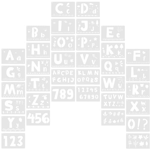 OSALADI 36 Stück Teiliges Alphabet und Zahlen Schablonen Wiederverwendbare Malvorlagen für DIY Projekte Geeignet für Holzmalerei Journals und Bastelarbeiten von OSALADI