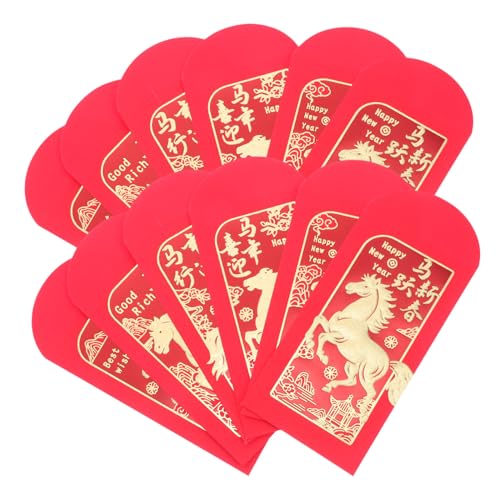 OSALADI 36 Stück Teiliges Chinesische Rote Umschläge Jahr Des Pferdes mit Goldfolie Traditionell Festliche Hong Bao Geldumschläge für Frühlingsfest und Neujahrsfeier von OSALADI