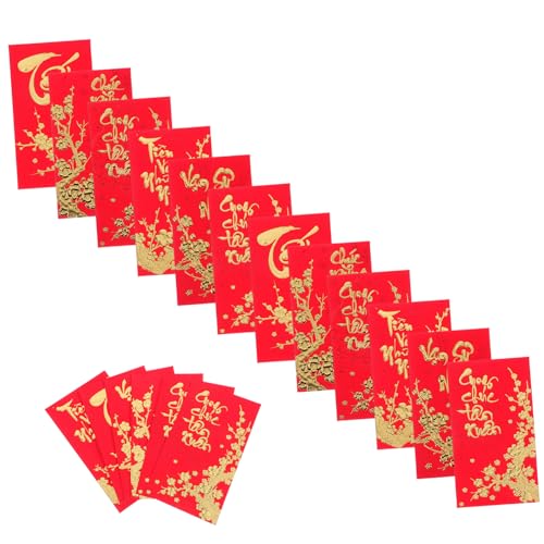 OSALADI 36 Stück Teiliges Rote Umschläge Vietnamesisches Lunarjahr Traditionelle Moderne Designs für Firmenfeiern Frühlingsfest Geldgeschenk Umschläge Papierqualität von OSALADI
