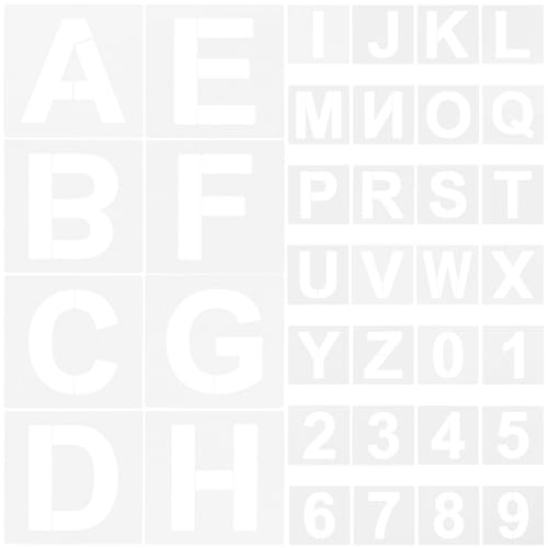 OSALADI 36 Stück Teiliges Wiederverwendbare Kunststoff Schablonen für Buchstaben und Zahlen DIY Malerei Schablonen für Kreative Bastelprojekte Praktische Stencils für Wandgestaltung von OSALADI