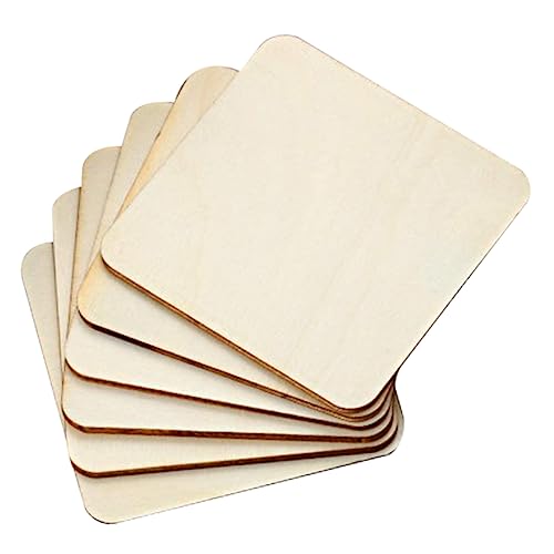 OSALADI 36 Stück Unbehandelte Holzplatten für DIY Bastelprojekte Quadratische Holzscheiben für Kreative Dekoration und Handwerk Natürlichem Holz von OSALADI
