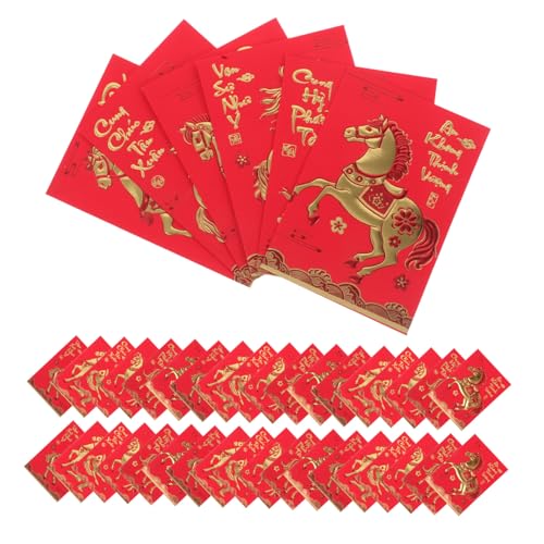 OSALADI 360 Stück Kreative Rote Umschläge Jahr Des Pferdes Traditionelle Lucky Money Pockets Mit Vietnamesischem Text Lebendige Farben Für Hochzeit Neujahrsgeschenke von OSALADI