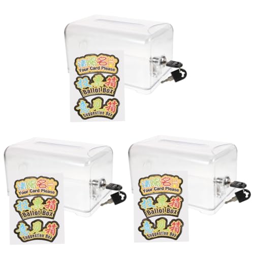 OSALADI 3Er-Packung Stimmzettel Spendenbox Schlüssel begrüßen Spardosen sperren Hochzeit Vorschlagsboxen Spendenboxen Wahlurnen Acryl Transparent von OSALADI