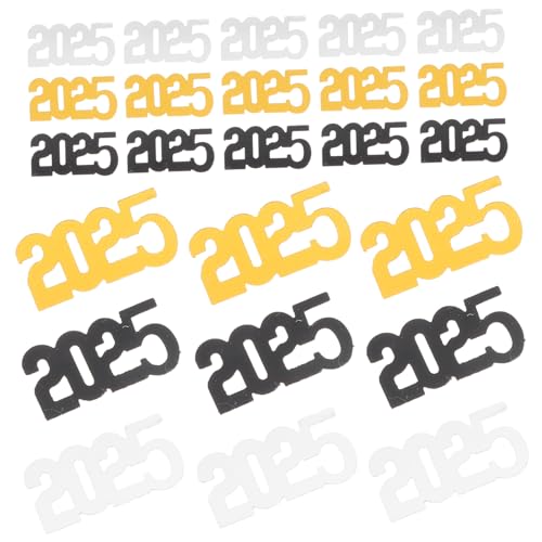OSALADI 3er Pack Konfetti Neujahr Schwarz Gold Silber Glitzer Streudeko Party Tischdeko Abschlussfeier Happy Year Dekoration für Festliche Jahreswechsel Feier von OSALADI