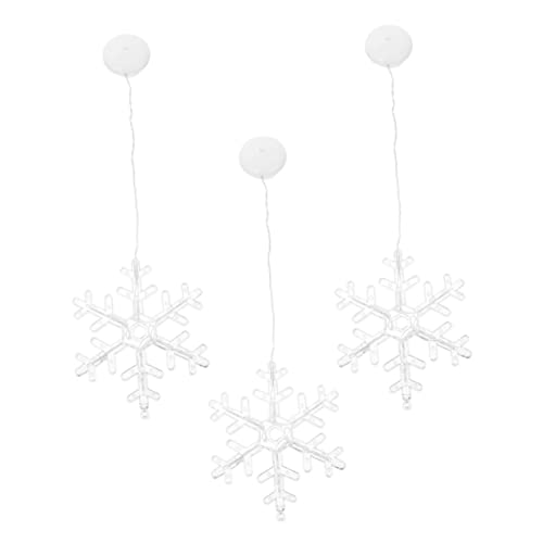 OSALADI 3st Snowflake Saugnapfleuchte Weihnachtsschneeflocken-eiszapfenlichter Feenfenster-sauglicht Weihnachtslicht Schneeflocke-fenster-silhouette-lichter Plastik Lichterketten Batterie von OSALADI
