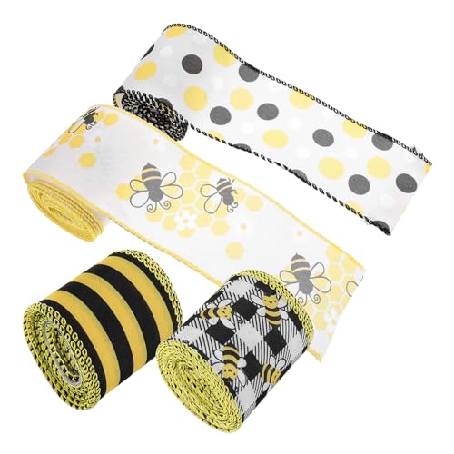 OSALADI 4 Rollen Bienenmuster Wickelband Dekoratives Geschenkband für Bastelarbeiten und Blumenverpackung Langlebig und Leicht Zuzuschneiden für DIY Projekte und Dekoration OSALADI 4 Rollen Bienenmuster Wickelband Dekoratives Geschenkband für Bastelarbeiten und Blumenverpackung Langlebig und Leicht Zuzuschneiden für DIY Projekte und Dekoration von OSALADI
