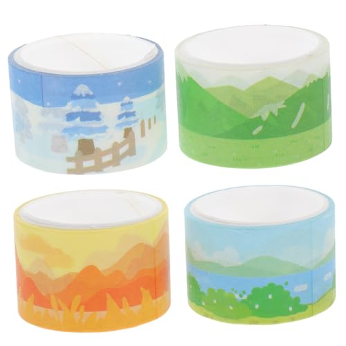 OSALADI 4 Rollen Buntes DIY Washi Tape mit Japanischem Landschaftsdesign Dekoratives Papierklebeband für Journaling Scrapbooking Tagebücher und Kreative Bastelprojekte von OSALADI
