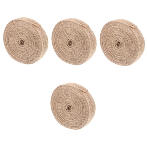 OSALADI 4 Rollen DIY Handgefertigtes Hanfseil Hochzeits Sackleinen Zuschneidbares Geschenkband Goldbesatz Zartes Geschenkband Verpackungsband Weihnachtszubehör Multifunktionsband von OSALADI