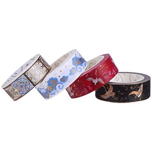 OSALADI 4 Rollen Dekorative Washi Klebebänder mit Goldfolienmuster Zufällige Designs für Diy Scrapbook Tagebuch und Geschenkverpackungen von OSALADI