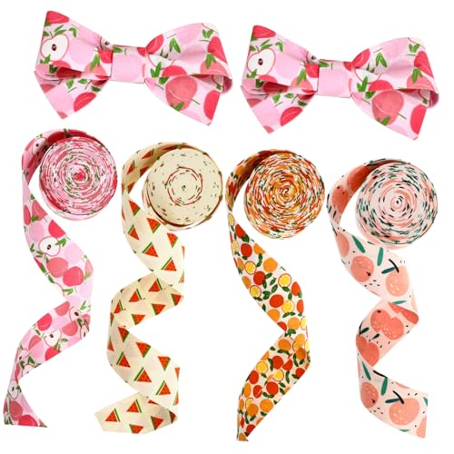 OSALADI 4 Rollen Fruchtstoffband Dekorationen Party Obst Wickelband Rosa blumensträuße geschenkband Geburtstagsband für Dekoration verpackungsmaterial Seilband Wassermelonenband Nylongarn von OSALADI