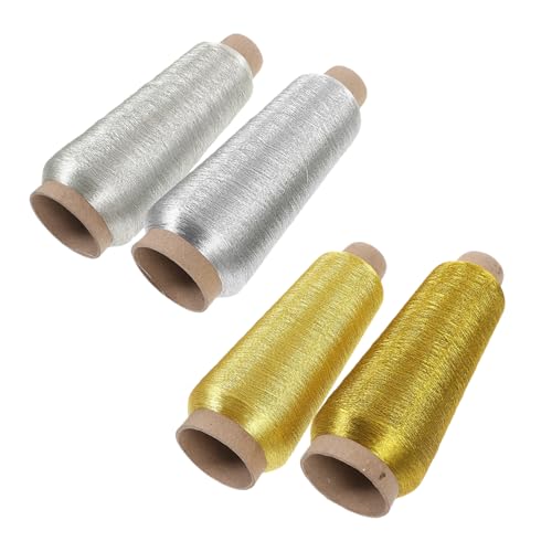 OSALADI 4 Rollen Fünf DIY Fäden für Stickerei Metallische Nähgarne Silber und Gold für Kreative Handarbeiten und DIY Projekte für Anfänger und Bastel Enthusiasten OSALADI 4 Rollen Fünf DIY Fäden für Stickerei Metallische Nähgarne Silber und Gold für Kreative Handarbeiten und DIY Projekte für Anfänger und Bastel Enthusiasten von OSALADI