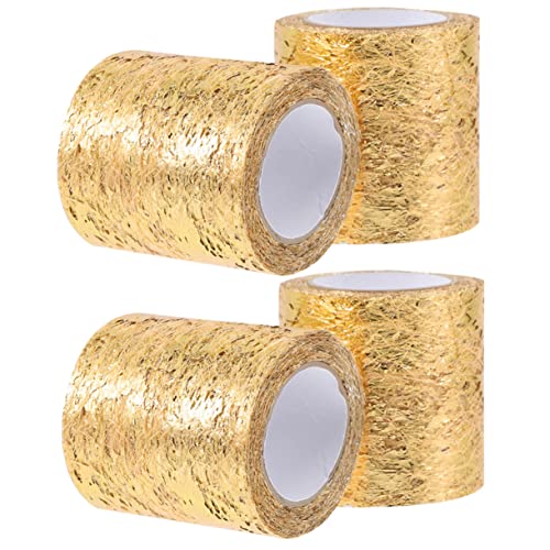 OSALADI 4 Rollen Goldenes Netzgarn Tüllband Flexible Bastelspule aus Feinem Mesh Stoff für DIY Geschenkverpackung Blumenarrangements Haarschleifen und Festliche Dekorationen von OSALADI