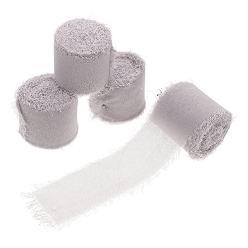 OSALADI 4 Rollen Graue Chiffonbänder für Blumensträuße Einladungen Diy Bastelarbeiten Langlebig und Vielseitig Einsetzbar von OSALADI